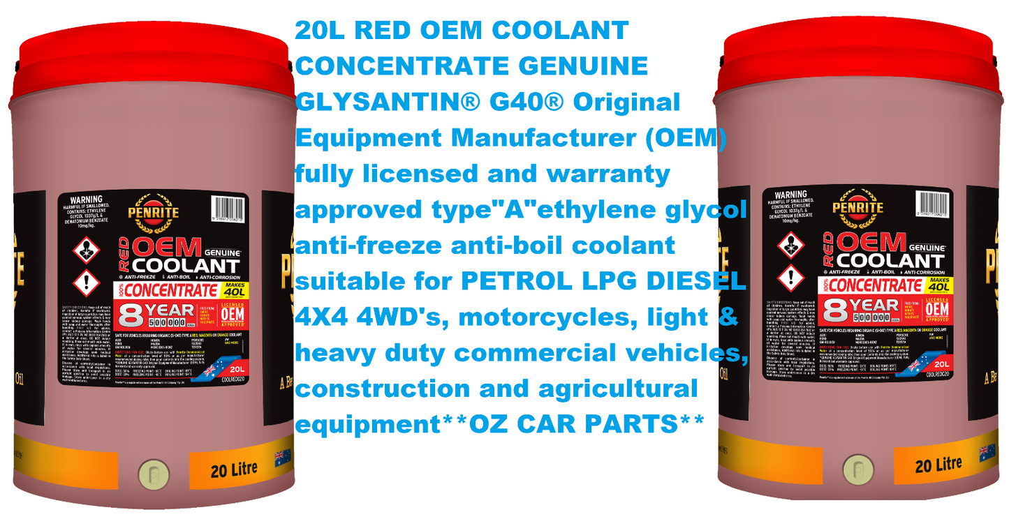 20L RED OEM COOLANT CONCENTRATE RED Anti-Freeze PENRITE COOLRED020