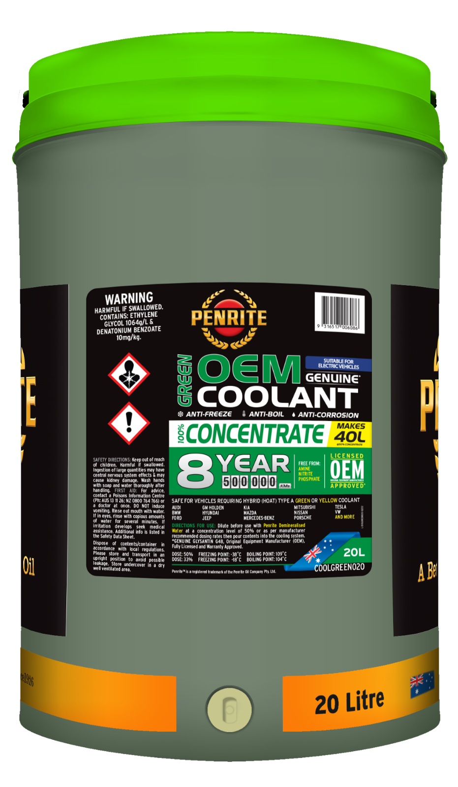 20L GREEN OEM COOLANT CONCENTRATE GREEN Anti-Freeze FOR PENRITE COOLGREEN020