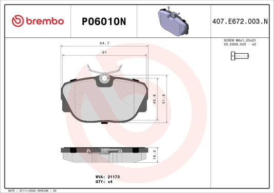 Brembo FRONT Brake Pad Set For BMW 3 Series E30 (1982â€“1993) 316 318i 318is 320i,