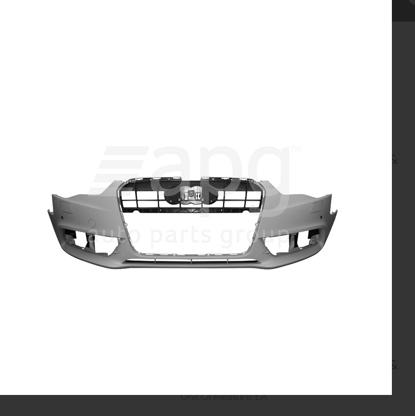 GENUINE FRONT BUMPER BAR FOR AUDI A5 5/12-11/16 W/HEADLAMP WASHER & W/SENSOR TYP