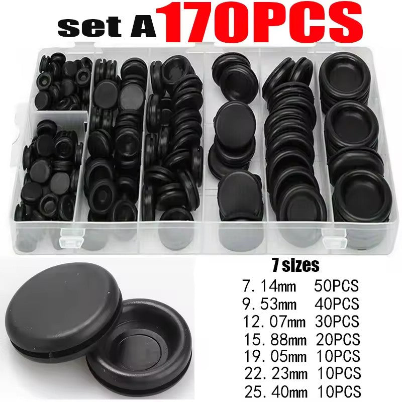 NEW Rubber Hole Plug Kit Rubber Firewall Grommet SET 170-PCS 7-SIZE