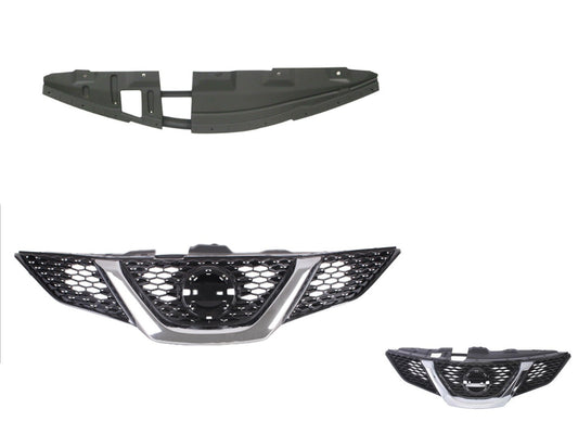 NEW FRONT GRILLE FOR NISSAN QASHQAI J11 SERIES 1 06/2014 - 08/2017 CHROME-BLACK