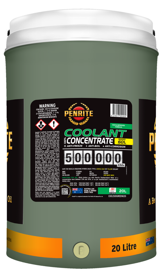 20-LITRE GREEN CONCENTRATE COOLANT GREEN Anti-Freeze PENRITE COOL500GREEN020