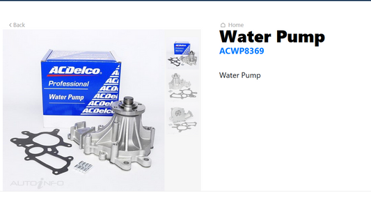 GENUINE ACDELCO WATER PUMP FOR TOYOTA HILUX SR SR5 3.0L DIESEL 3/2005-9/2015