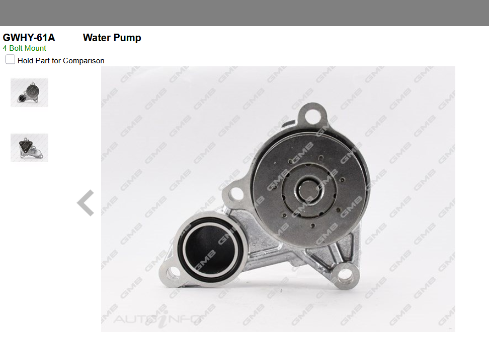 GENUINE GMB WATER PUMP+GASKET+SILICONE FOR Kia Soul 1.6L AM CRDi 128