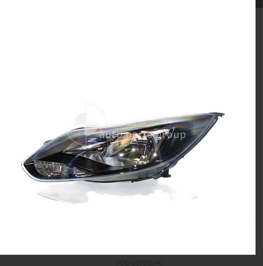 NEW LEFT HEADLIGHT FOR FORD FOCUS LW 4/11-6/12 BLACK HALOGEN MANUAL ADJUST