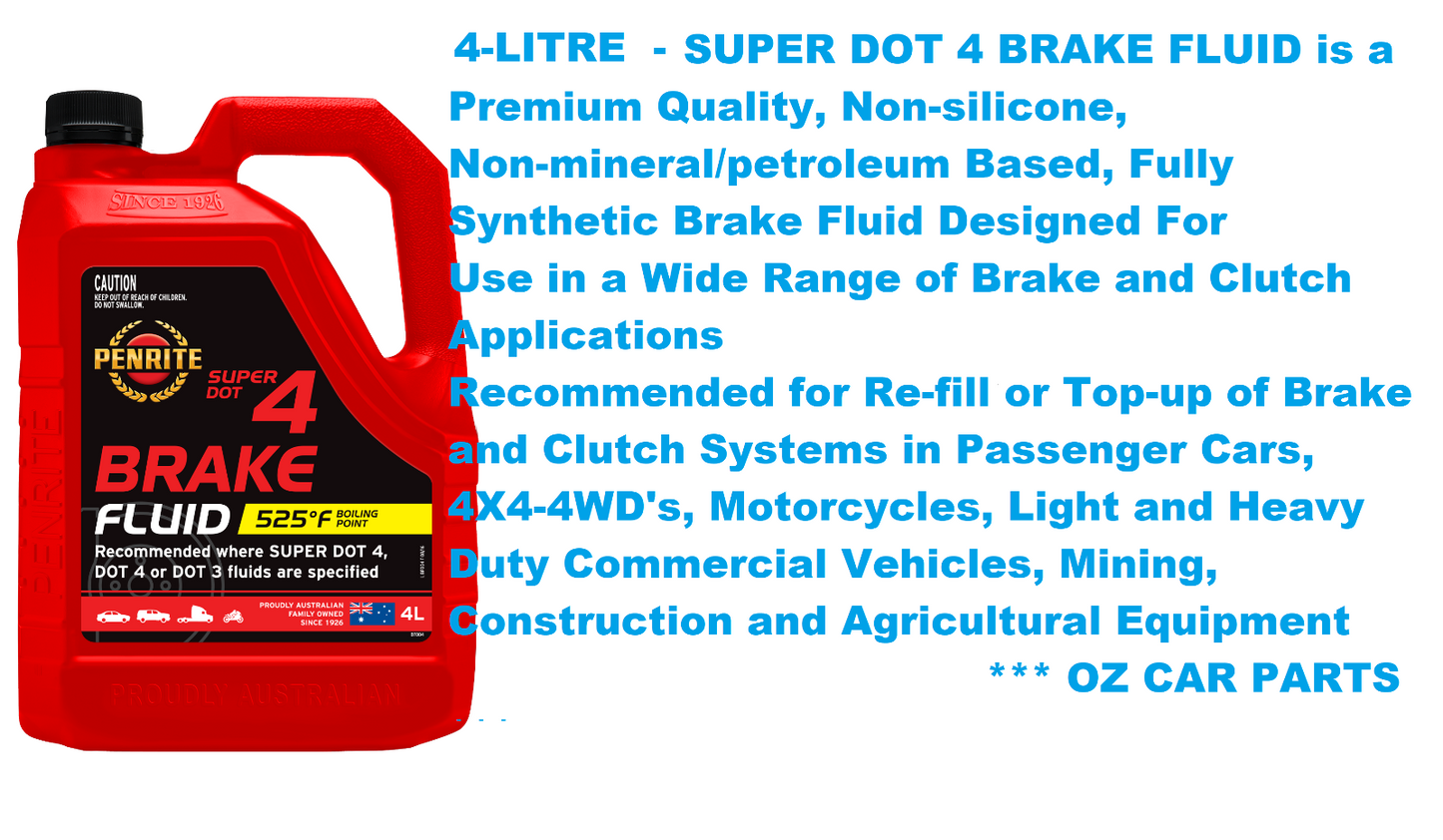 4-LITRE SUPER DOT 4 Brake & Clutch Fluid Oil ***Penrite***
