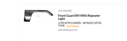 NEW RIGHT FRONT GUARD LOWER FENDER FOR TOYOTA LANDCRUISER 1/1990-8/1999