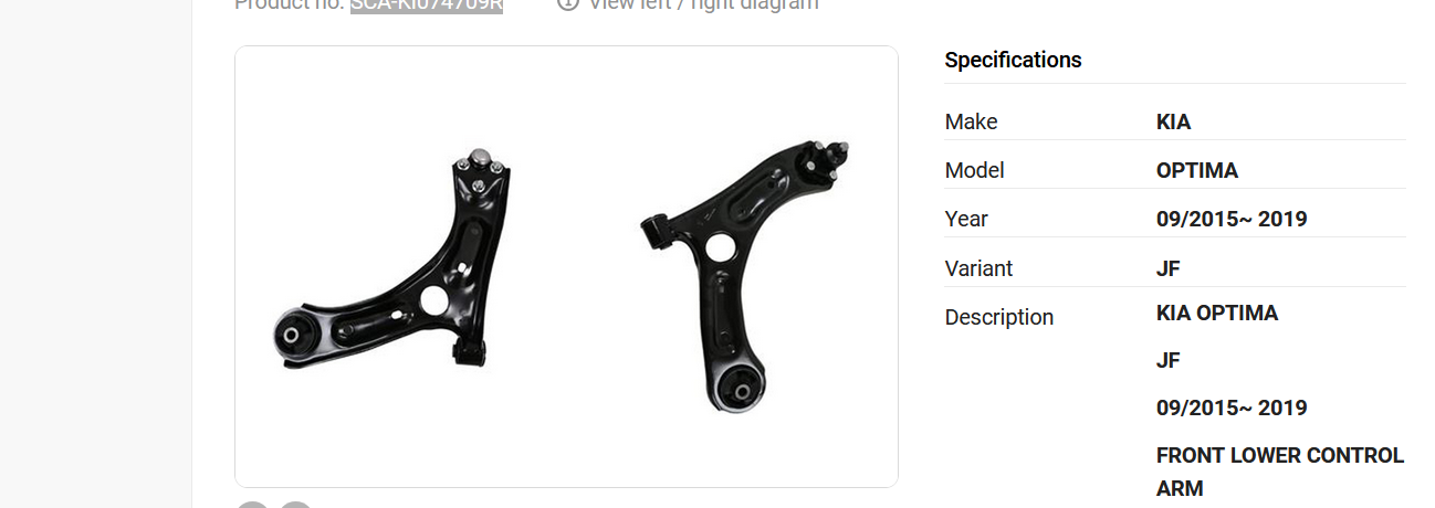 NEW RIGHT FRONT LOWER CONTROL ARM FOR KIA OPTIMA  JF  09/2015~ 2019 COMPLETE