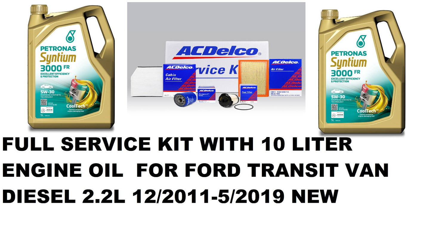 FULL SERVICE KIT WITH 10L OIL FOR FORD TRANSIT VAN DIESEL 2.2L 12/2011-5/2019