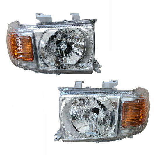 Headlights Pair Fit Toyota Landcruiser VDJ 76 78 79 Series 07- Ute Wagon Troopy