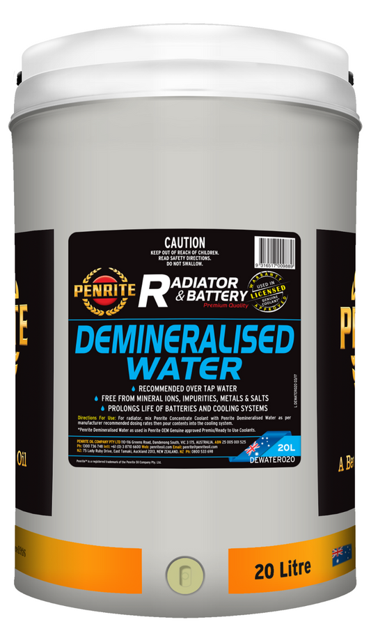 20-L DEMINERALISED WATER Maximises life of engine coolant & lead acid batteries