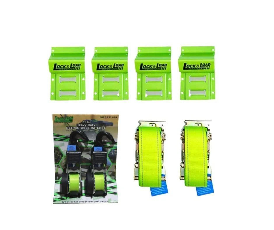 Wheel Chock Kit with 2.5m Strap KIT 25mm Retractable Ratchet SET Capacity 2000KG