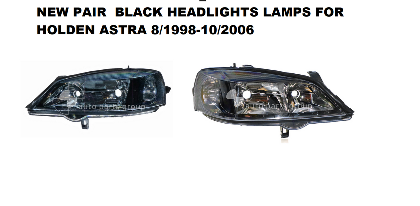 NEW PAIR BLACK HEADLIGHT LAMP FOR HOLDEN ASTRA 8/1998-10/2006 LEFT AND RIGHT