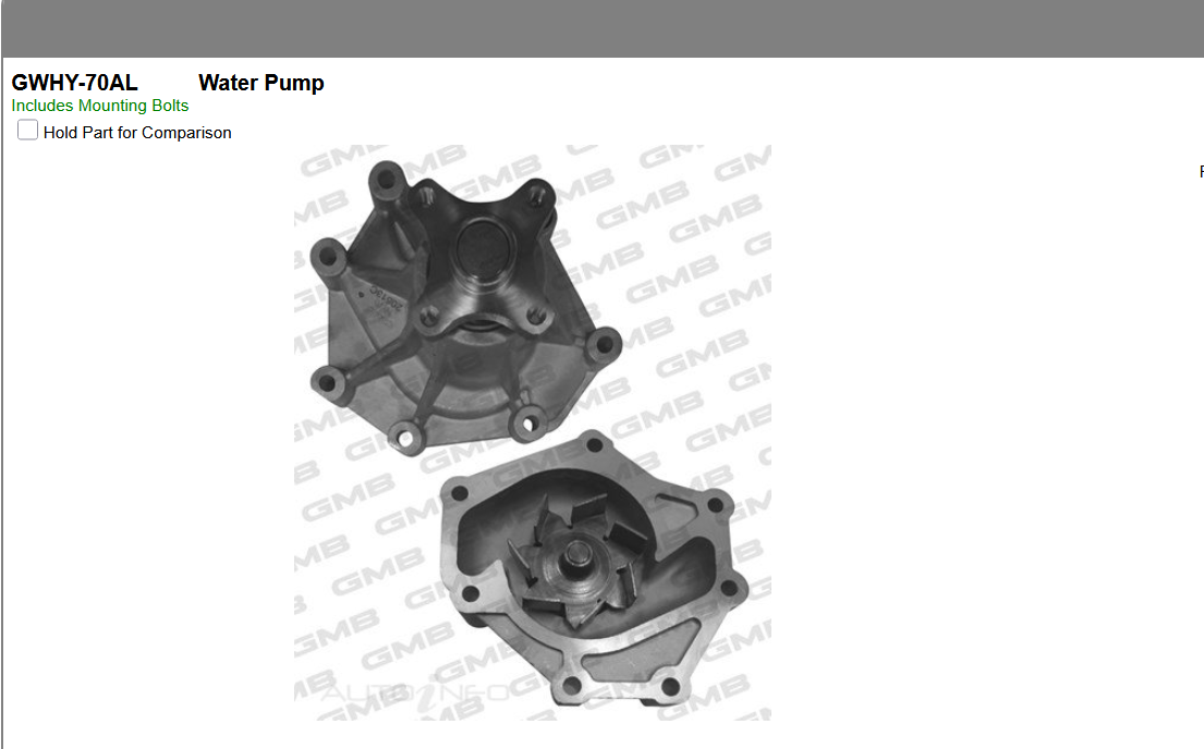 GENUINE GMB WATER PUMP & GASKET & SILICONE FOR Hyundai iLoad 2.5L TQ Cargo CRDi
