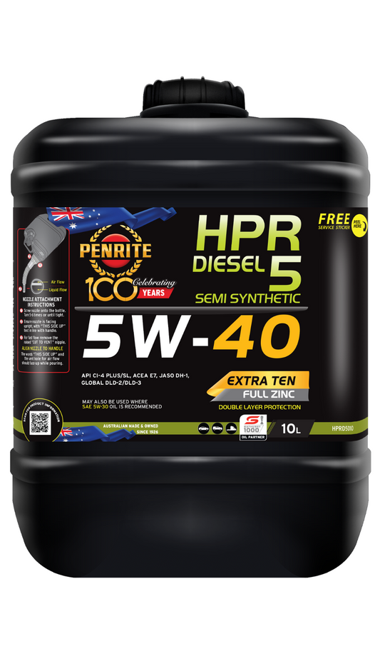 10-LITRE PENRITE ENGINE OIL HPR DIESEL 5 5W-40 Semi Syn. HPRD5010 Semi Synthetic