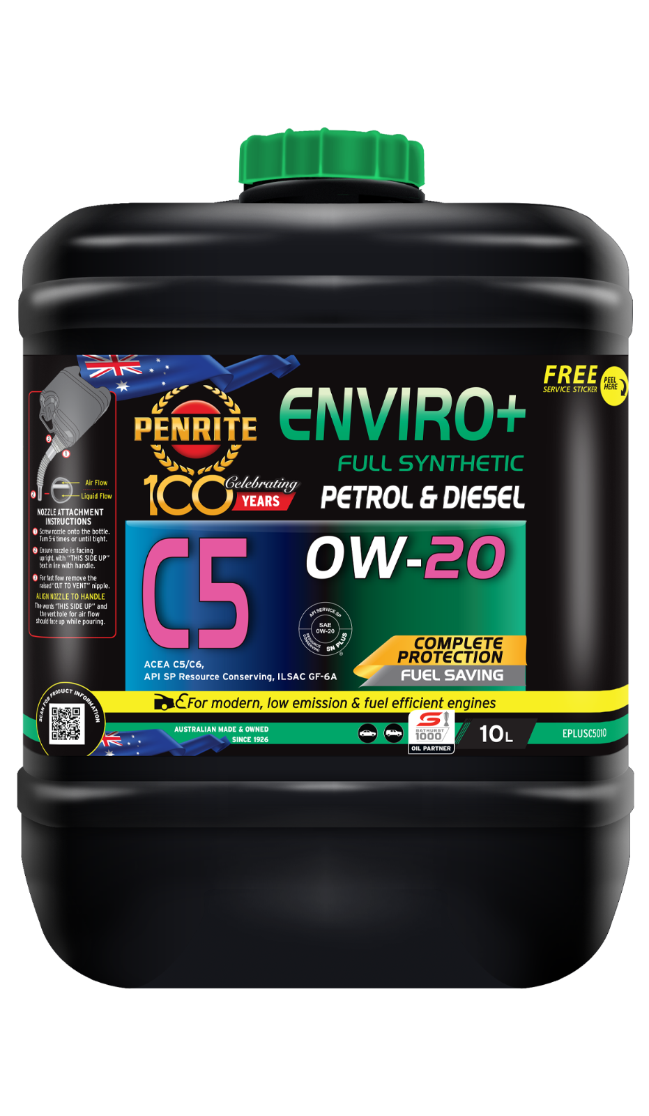 10-Litre ENGINE OIL *PENRITE* EPLUSC5010 ENVIRO+ C5 0W-20 (Full Synthetic)