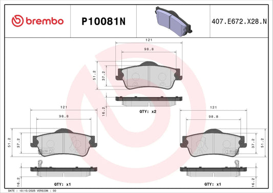 Brembo REAR Brake Pad Set For Holden Commodore VE-VF 2006â€“2017) V6 & V8