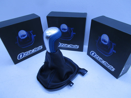 BLUE GEAR KNOB BLUE STITCH FOR HOLDEN COMMODORE VE V6 SV6 COMPLETE SET
