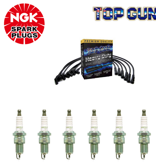 NEW IGNITION LEADS & NGK SPARK PLUG SET for Ford Fairmont XF 4.1L (250) Carby