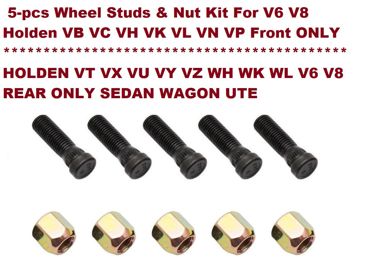 X-5 FRONT Wheel Studs & Nut Kit For HOLDEN COMMODORE VB VC VH VK VL VN VP V6 V8