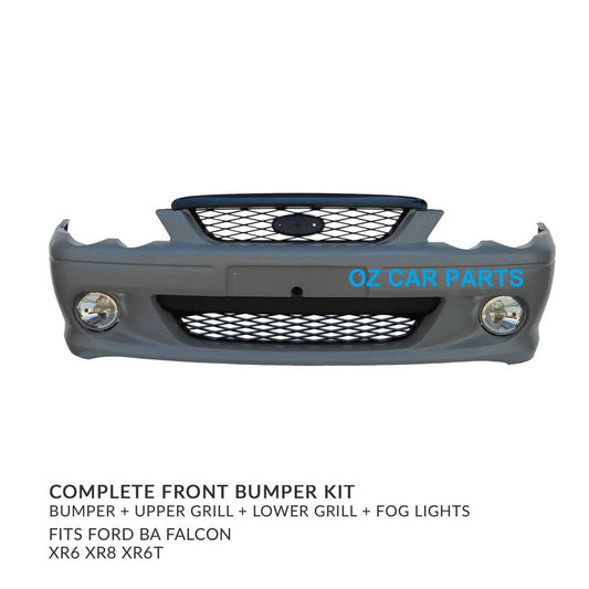 Front Bumper Bar + UPPER+Lower Grille + Fog Light Ford BA Falcon XR6 XR8 02~05