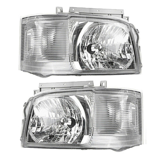 Pair Head Light Lamp Chrome For Toyota Hiace TRH KDH Van Bus 2005~2010