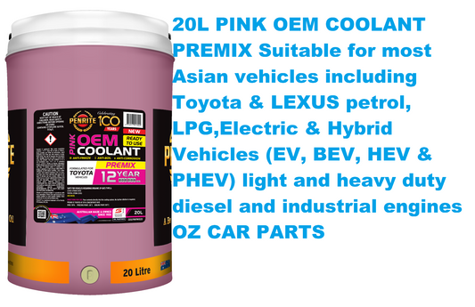 20L PINK OEM COOLANT PREMIX Anti-Freeze Anti-Boil Ethylene glycol 20-LITRE
