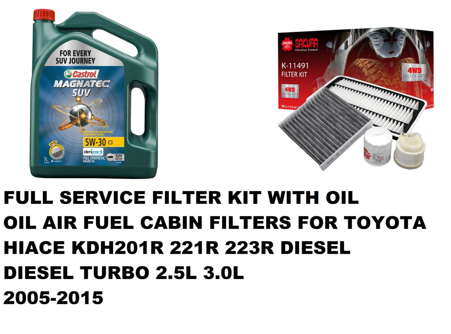 FULL SERVICE KIT WITH OIL FOR TOYOTA HIACE KDH201R 221R 223R DIESEL 2005-2015