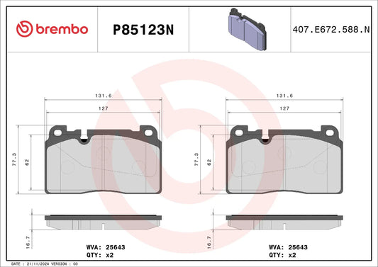 Brembo FRONT Brake Pad Set For Audi A6 (C7 / 4G2, 4GC, 4G5, 4GD): 1.8 TFSI, 2.0