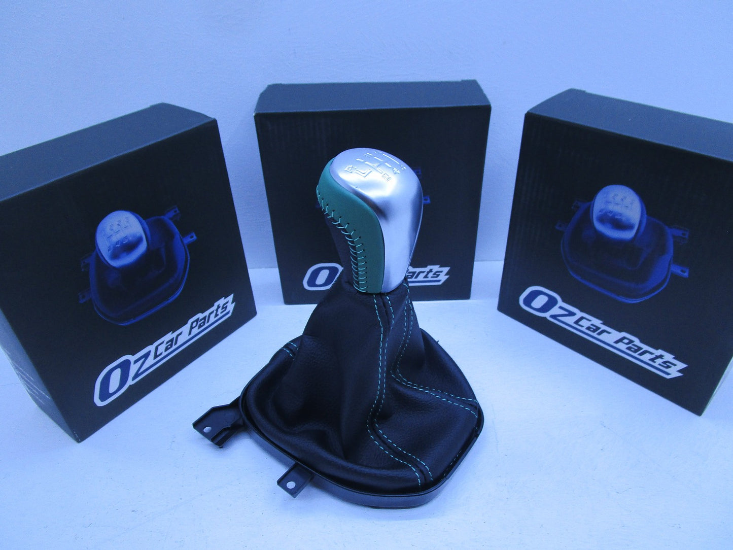 GREEN GEAR KNOB GREEN STITCH FOR HOLDEN COMMODORE VE V6 SV6 COMPLETE SET