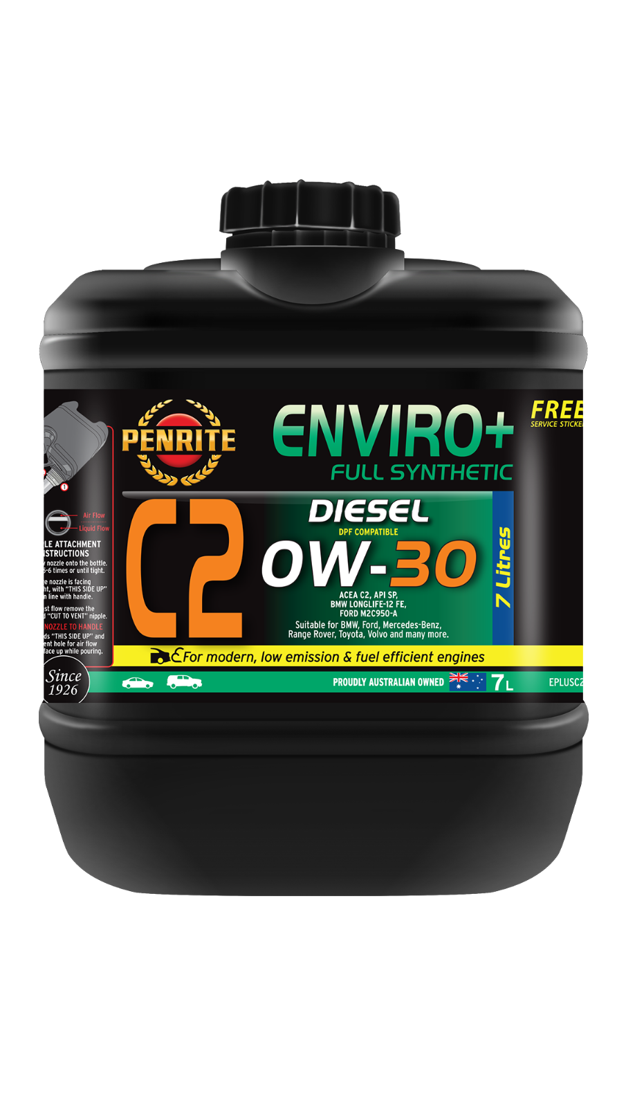 7-Litre- *PENRITE* ENGINE OIL EPLUSC2007  ENVIRO+ C2 0W-30 (FULL SYN.)