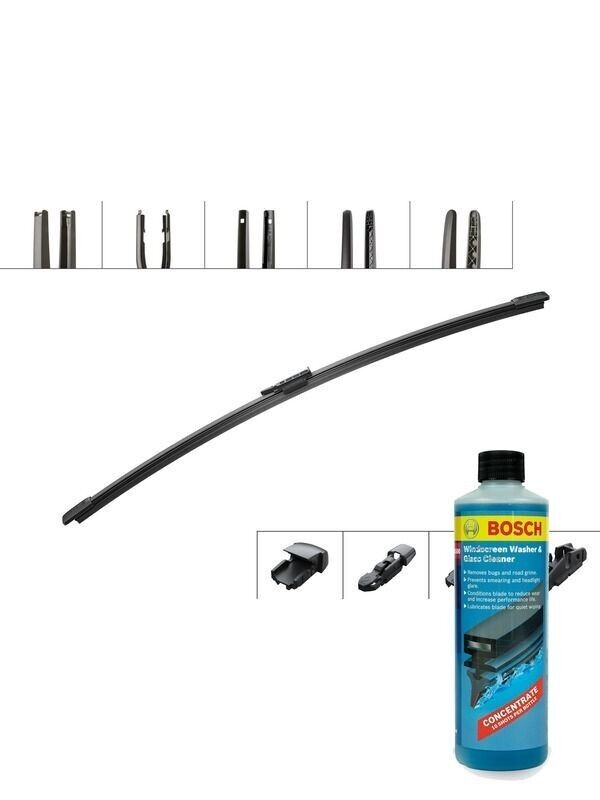 Bosch Wiper Blade 400mm + Windshield Washer Fluid Fits Volkswagen Caddy, MultiVa