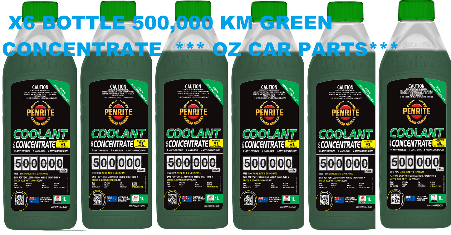 X6-BOTTLE GREEN CONCENTRATE COOLANT GREEN Anti-Freeze PENRITE COOL500GREEN001