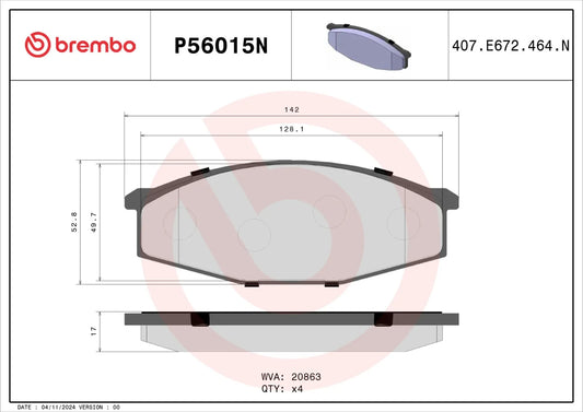 Brembo FRONT Brake Pad Set For Ford Australia Maverick (DA)1988-1994 (PETROL DIE