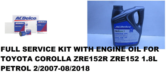 FULL SERVICE KIT WITH OIL FOR TOYOTA COROLLA ZRE152R ZRE152 1.8L 2/2007-08/2018
