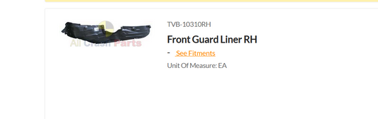 NEW RIGHT FRONT INNER GUARD LINER FOR TOYOTA RAV4  5/2000-10/2005 RAV-4