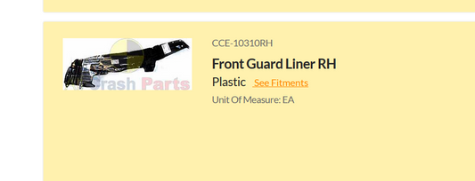 NEW RIGHT FRONT INNER GUARD LINER FOR Mitsubishi Lancer CE 3-DOOR 5/1996-9/2004