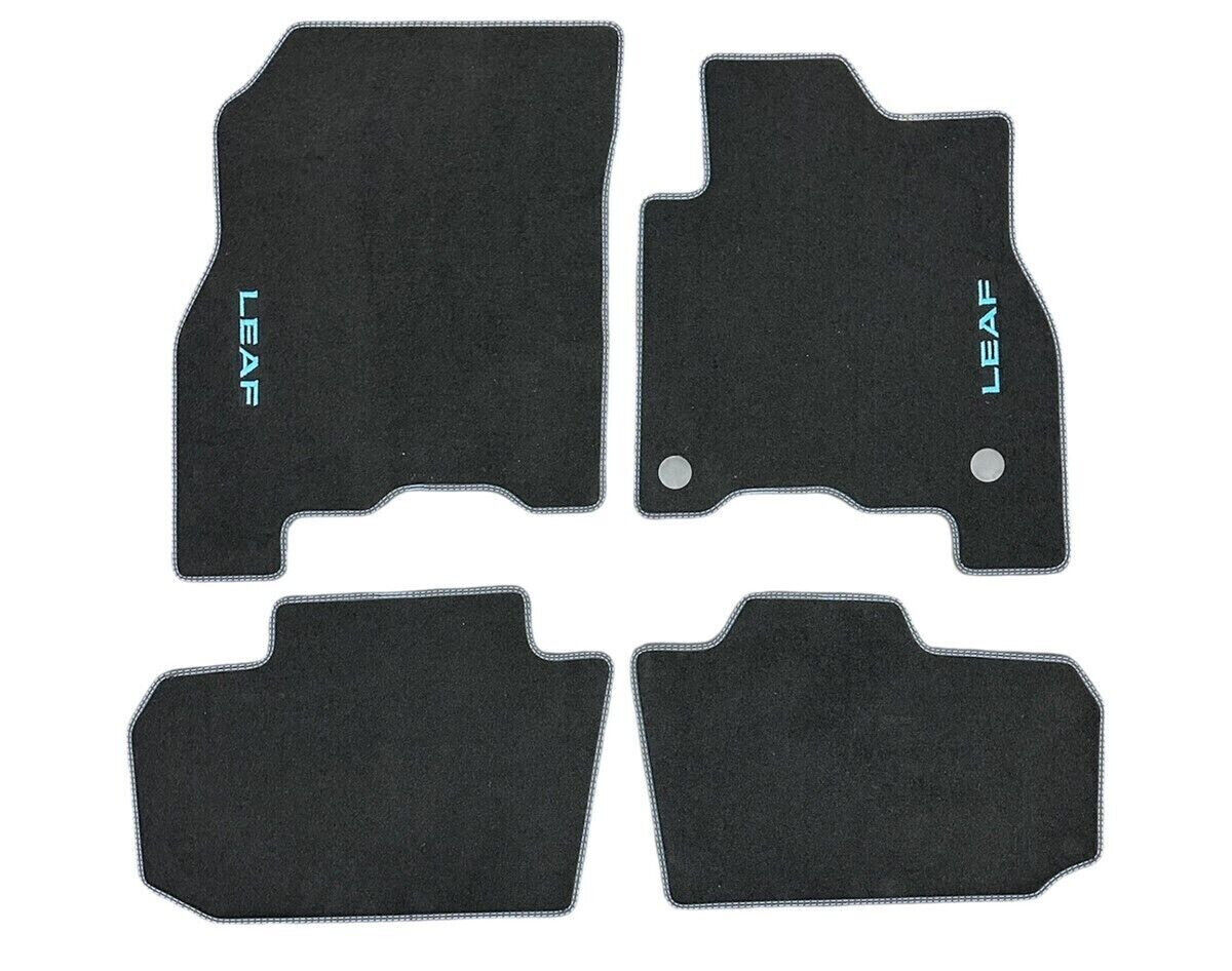GENUINE FRONT & REAR FLOOR MAT CARPET SET FOR NISSAN LEAF ZE1 ELECTRIC BLUE LOGO