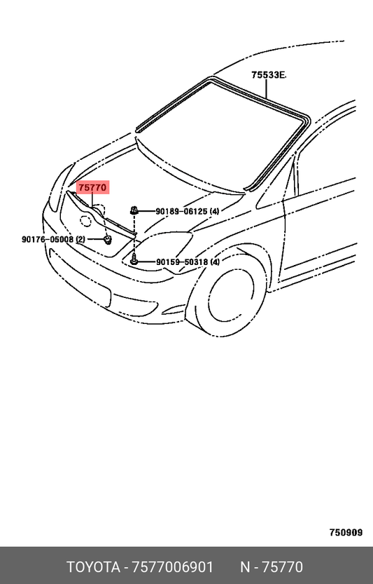 GENUINE BONNET MOULD FOR Toyota Aurion GSV50R 4/2012-8/2017 SEDAN PRIMED-MOULD