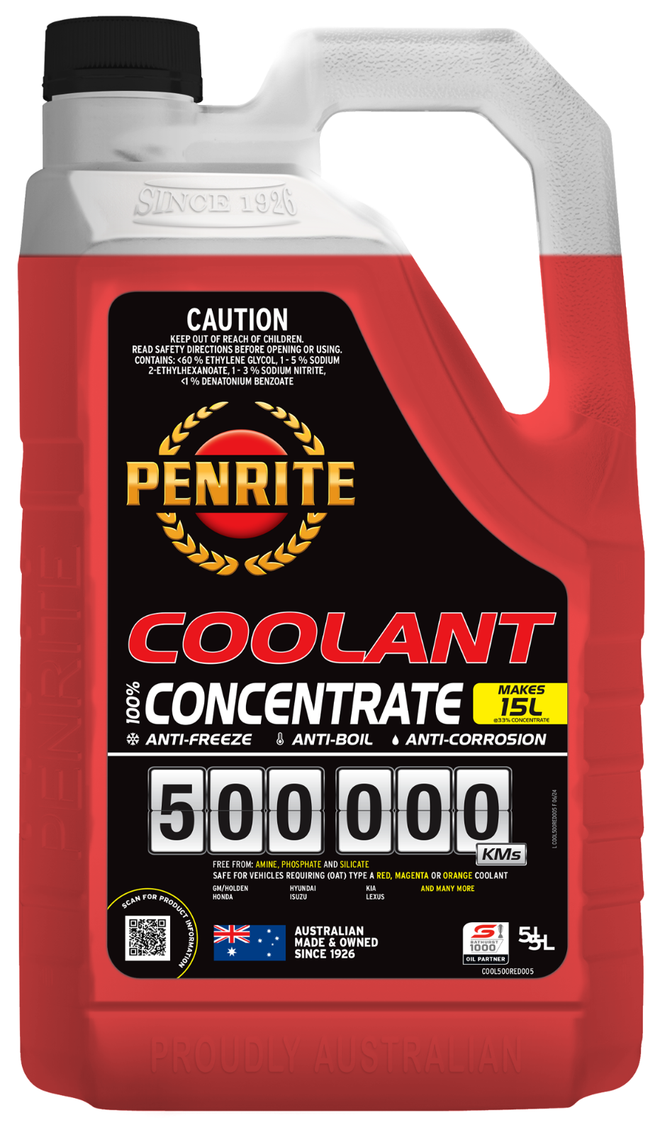 5-LITRE RED CONCENTRATE COOLANT RED Anti-Freeze PENRITE COOL500RED005