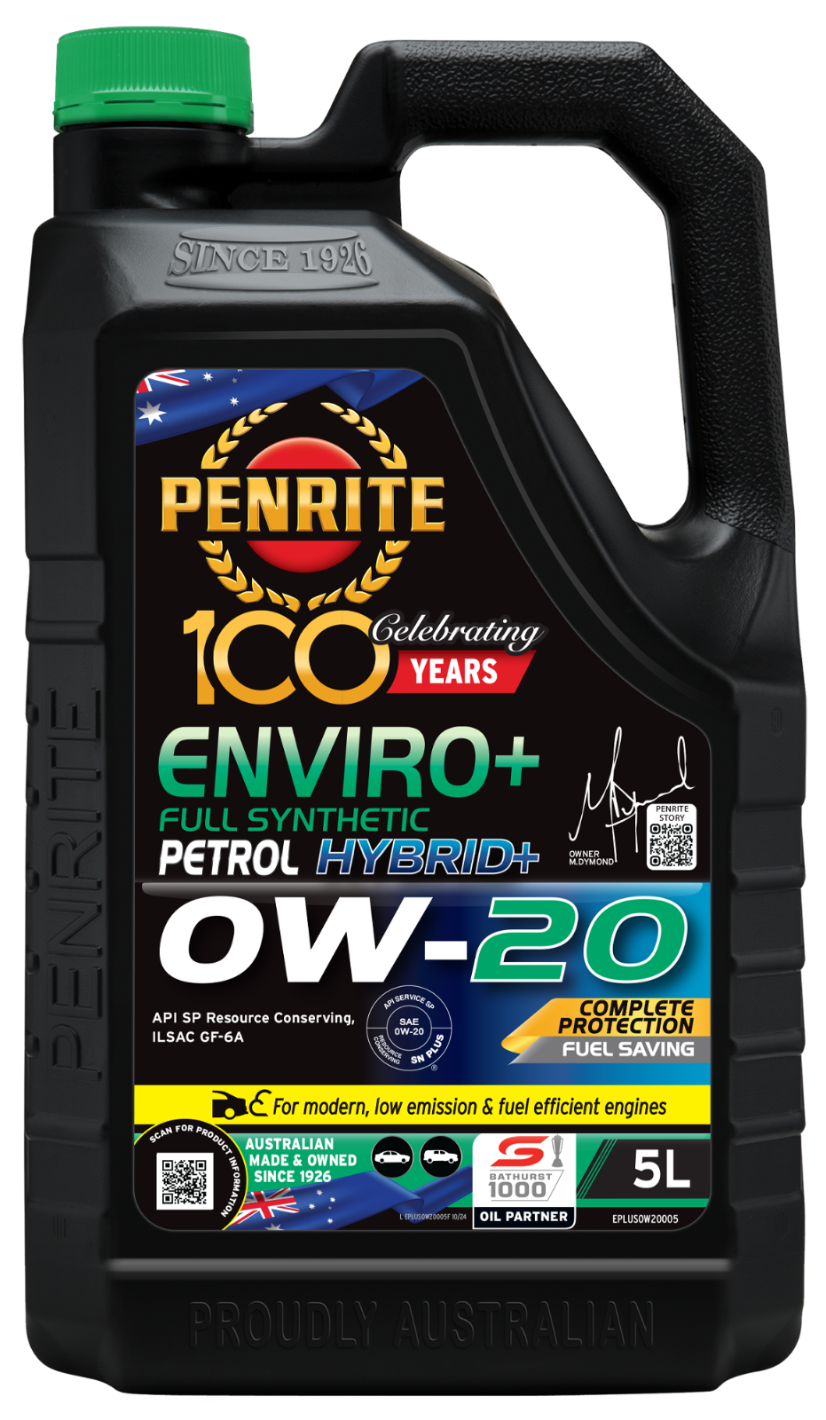5-litre *PENRITE* ENGINE OIL -EPLUS0W20005- ENVIRO+ 0W-20 (FULL SYN.)