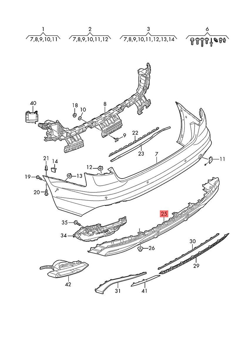 Genuine Rear BAR MOULD SPOILER FOR Audi A4 B9 4/2019-8/2021 SEDAN