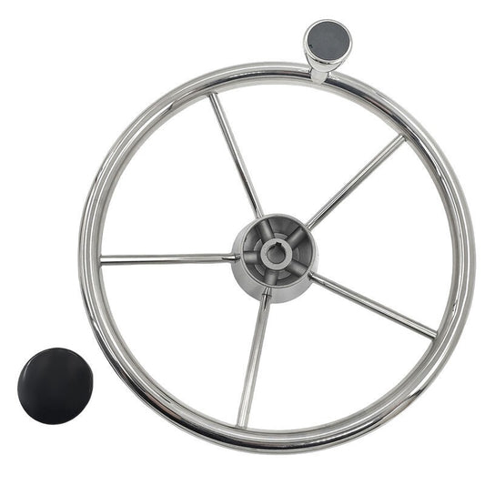 5 Spoke 13-1/2 Inch 13.5'' Destroyer Style Stainless Boat Steering Wheel