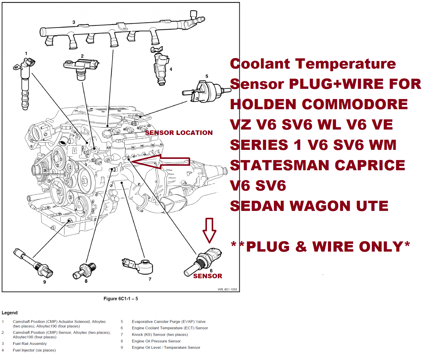 NEW Coolant Temperature Sensor PLUG+WIRE FOR HOLDEN COMMODORE VE SV6 SERIES 1
