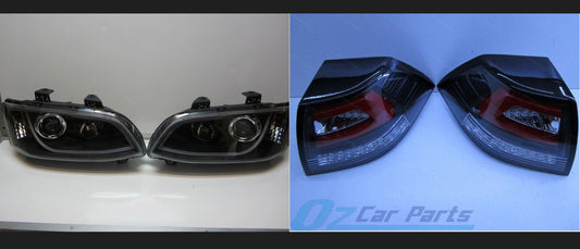 Black LED Tail lights+Headlights Set FOR Holden Commodore SERIES 1 VE SEDAN NEW