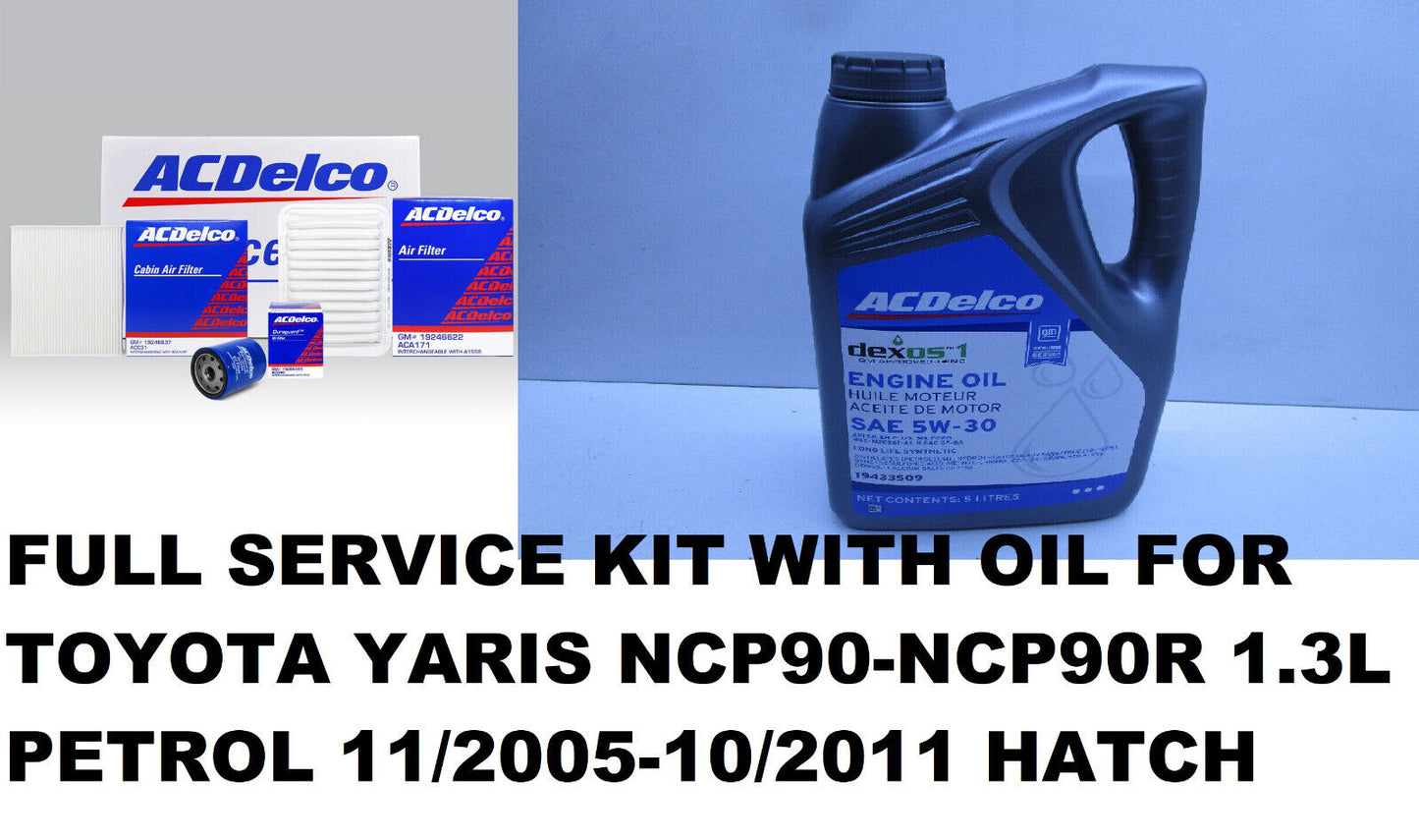 FULL SERVICE KIT OIL FOR TOYOTA YARIS NCP90-NCP90R 1.3L PETROL 11/2005-10/2011