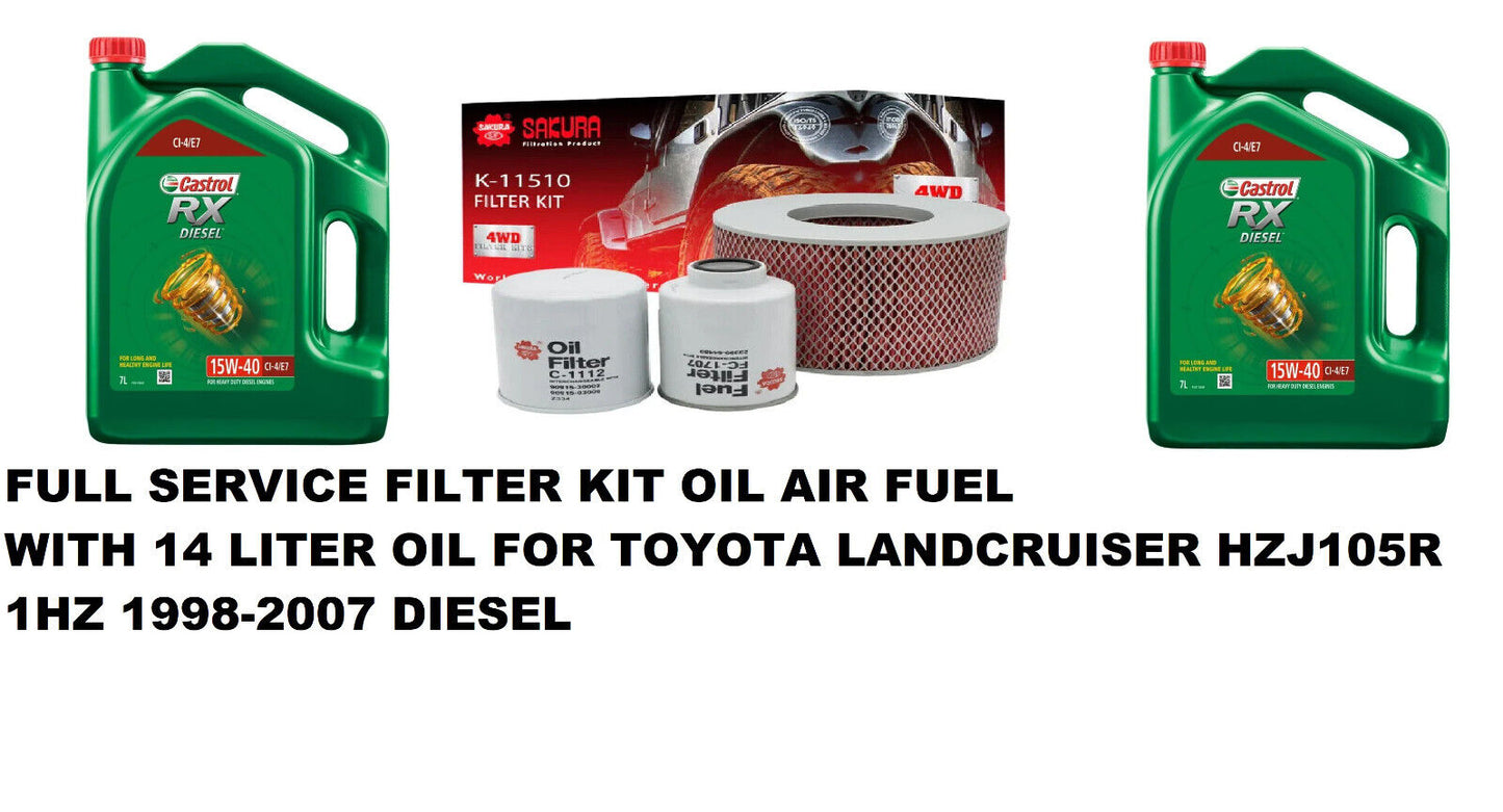 FULL SERVICE KIT WITH 14L OIL FOR TOYOTA LANDCRUISER HZJ105R 1HZ 98-2007 DIESEL