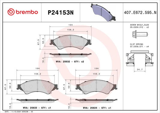 Brembo FRONT Brake Pad Set For Ford Ranger PX PXII PXIII 2.2L Diesel 2011â€“2022