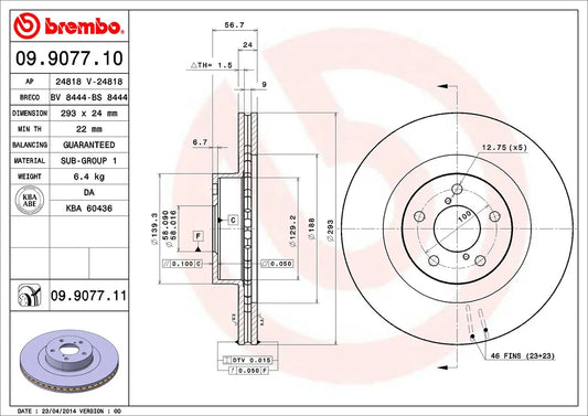 Brembo FRONT Disc Brake Rotor FOR Subaru BRZ 2.0 Z1 2012-2021